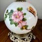 Vintage Hand Painted Butterfly Floral Milk Glass Nightlight Lamp