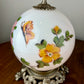 Vintage Hand Painted Butterfly Floral Milk Glass Nightlight Lamp