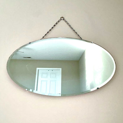 Vintage 1930's Art Deco Frameless Beveled Edge Wall Mirror