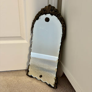 Vintage Scalloped Edge Glass Ornate Wood Framed Wall Mirror