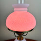 Vintage White Frosted Glass Pink Hurricane Lamp