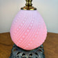 Vintage White Frosted Glass Pink Hurricane Lamp