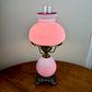 Vintage White Frosted Glass Pink Hurricane Lamp