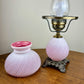 Vintage White Frosted Glass Pink Hurricane Lamp