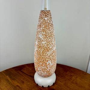 Vintage Mid Century Orange White Cream Textured Ceramic Lamp