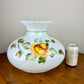 Vintage Hurricane Lamp Shade | Yellow Pink Floral Hurricane Lamp Shade