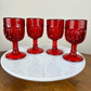 Vintage L.G. Wright Moon and Star Ruby Red Cordial Glasses (Set of 4)