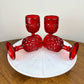 Vintage L.G. Wright Moon and Star Ruby Red Cordial Glasses (Set of 4)