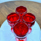Vintage L.G. Wright Moon and Star Ruby Red Cordial Glasses (Set of 4)
