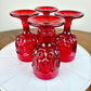 Vintage L.G. Wright Moon and Star Ruby Red Cordial Glasses (Set of 4)