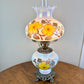 Vintage Milk Glass Opalescent Luster Yellow Blue Floral Hurricane Lamp