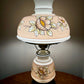 Vintage Hand Painted Milk Glass Brown Tan Yellow Floral Hurricane Lamp