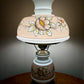 Vintage Hand Painted Milk Glass Brown Tan Yellow Floral Hurricane Lamp