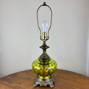 Vintage Green Optic Glass Table Lamp