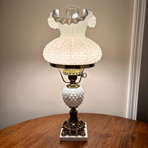 Fenton Lamp | Hurricane Lamp | Milk Glass Lamp