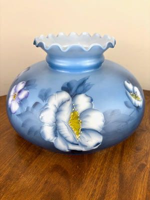 Vintage Hurricane Lamp Shade | Blue Purple Floral Hurricane Lamp Shade