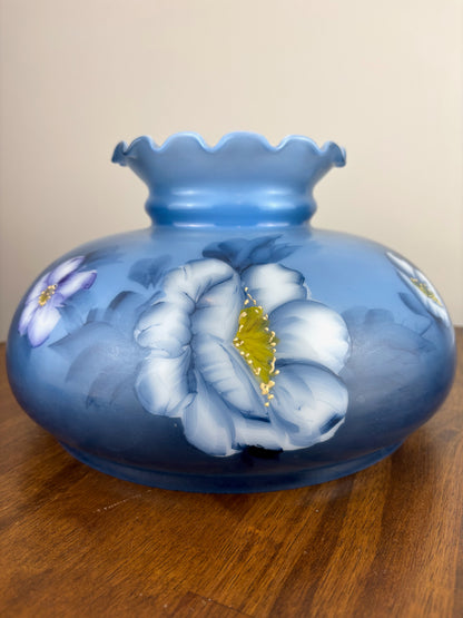 Vintage Hurricane Lamp Shade | Blue Purple Floral Hurricane Lamp Shade