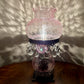 Vintage Pink Crackle Glass Hurricane Lamp With Teardrop Crystal Prisms