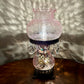 Vintage Pink Crackle Glass Hurricane Lamp With Teardrop Crystal Prisms