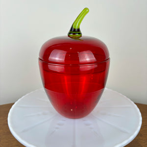 Viking Glass Epic Ruby Covered Apple Candy Jar #7559