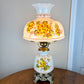 Vintage Large Yellow Floral Hurricane Lamp
