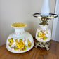 Vintage Large Yellow Floral Hurricane Lamp