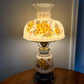 Vintage Large Yellow Floral Hurricane Lamp