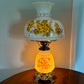 Vintage Large Yellow Floral Hurricane Lamp