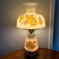 Vintage Large Yellow Floral Hurricane Lamp