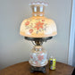 Vintage Beige Luster Pink White Floral Milk Glass Hurricane Lamp | Vintage Lamp