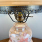 Vintage Beige Luster Pink White Floral Milk Glass Hurricane Lamp | Vintage Lamp