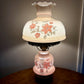Vintage Beige Luster Pink White Floral Milk Glass Hurricane Lamp | Vintage Lamp