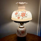 Vintage Beige Luster Pink White Floral Milk Glass Hurricane Lamp | Vintage Lamp