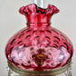 Vintage Fenton Cranberry Coin Dot Table Lamp Marble Base Crystal Prism | Fenton Lamp