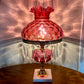 Vintage Fenton Cranberry Coin Dot Table Lamp Marble Base Crystal Prism | Fenton Lamp