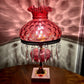 Vintage Fenton Cranberry Coin Dot Table Lamp Marble Base Crystal Prism | Fenton Lamp