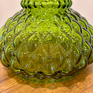 Green Glass Diamond Quilt Vintage Hurricane Lamp Shade | Student Lamp Shade