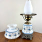 Vintage Quoizel Abigail Adams Blue Floral Hurricane Lamp Small 16.5"