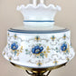 Vintage Quoizel Abigail Adams Blue Floral Hurricane Lamp Small 16.5"