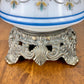 Vintage Quoizel Abigail Adams Blue Floral Hurricane Lamp Small 16.5"