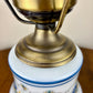 Vintage Quoizel Abigail Adams Blue Floral Hurricane Lamp Small 16.5"