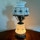 Vintage Quoizel Abigail Adams Blue Floral Hurricane Lamp Small 16.5"