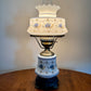 Vintage Quoizel Abigail Adams Blue Floral Hurricane Lamp Small 16.5"