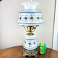 Vintage Quoizel Abigail Adams Blue Floral Hurricane Lamp 21" | Vintage Lamp