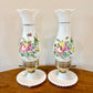 Pair Vintage Floral Milk Glass Lamps | Vintage Lamp