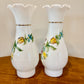 Pair Vintage Floral Milk Glass Lamps | Vintage Lamp