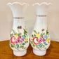 Pair Vintage Floral Milk Glass Lamps | Vintage Lamp