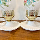 Pair Vintage Floral Milk Glass Lamps | Vintage Lamp