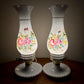 Pair Vintage Floral Milk Glass Lamps | Vintage Lamp