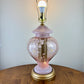 Vintage Pink Glass Floral Table Lamp | Vintage Lamp